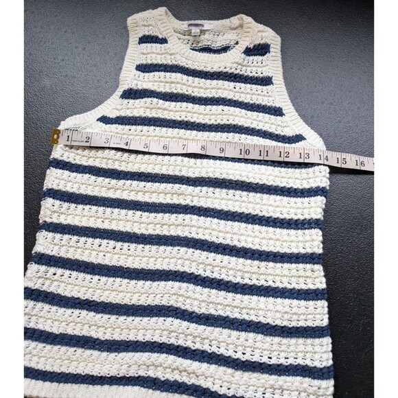 Madewell Crochet-Knit Crewneck Sweater Tank Striped Stretch Slim Fit Size XS - Picture 6 of 10